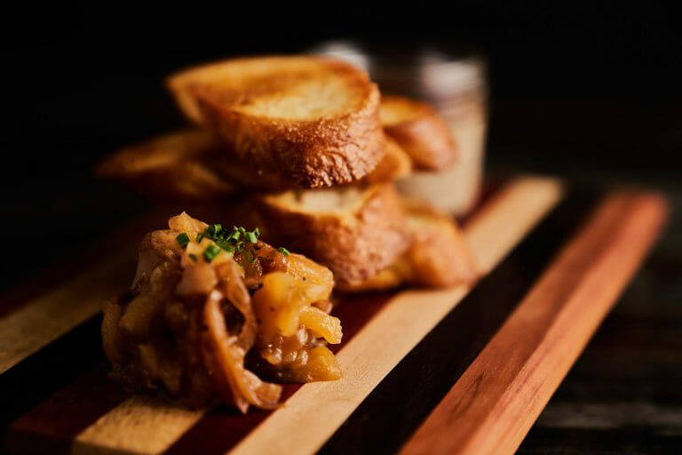 food photography of toast on a cutting board